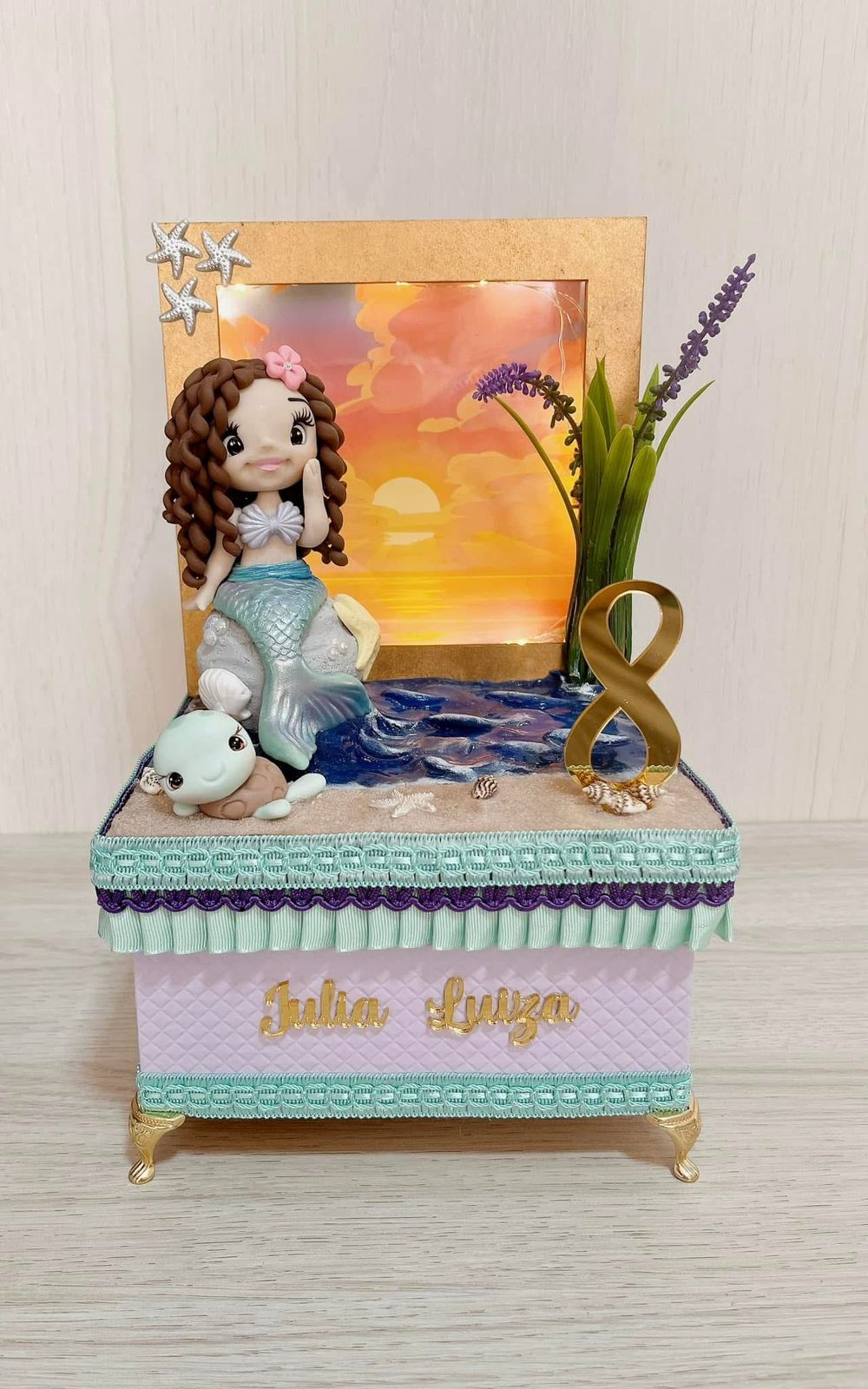 Caixa cenário sem movimento com iluminação e biscuit